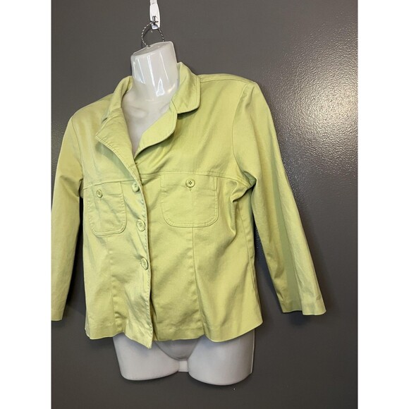 Marianne Jacket Womens Large Light Green Button Front Cotton Blend Casual USA - Picture 3 of 6